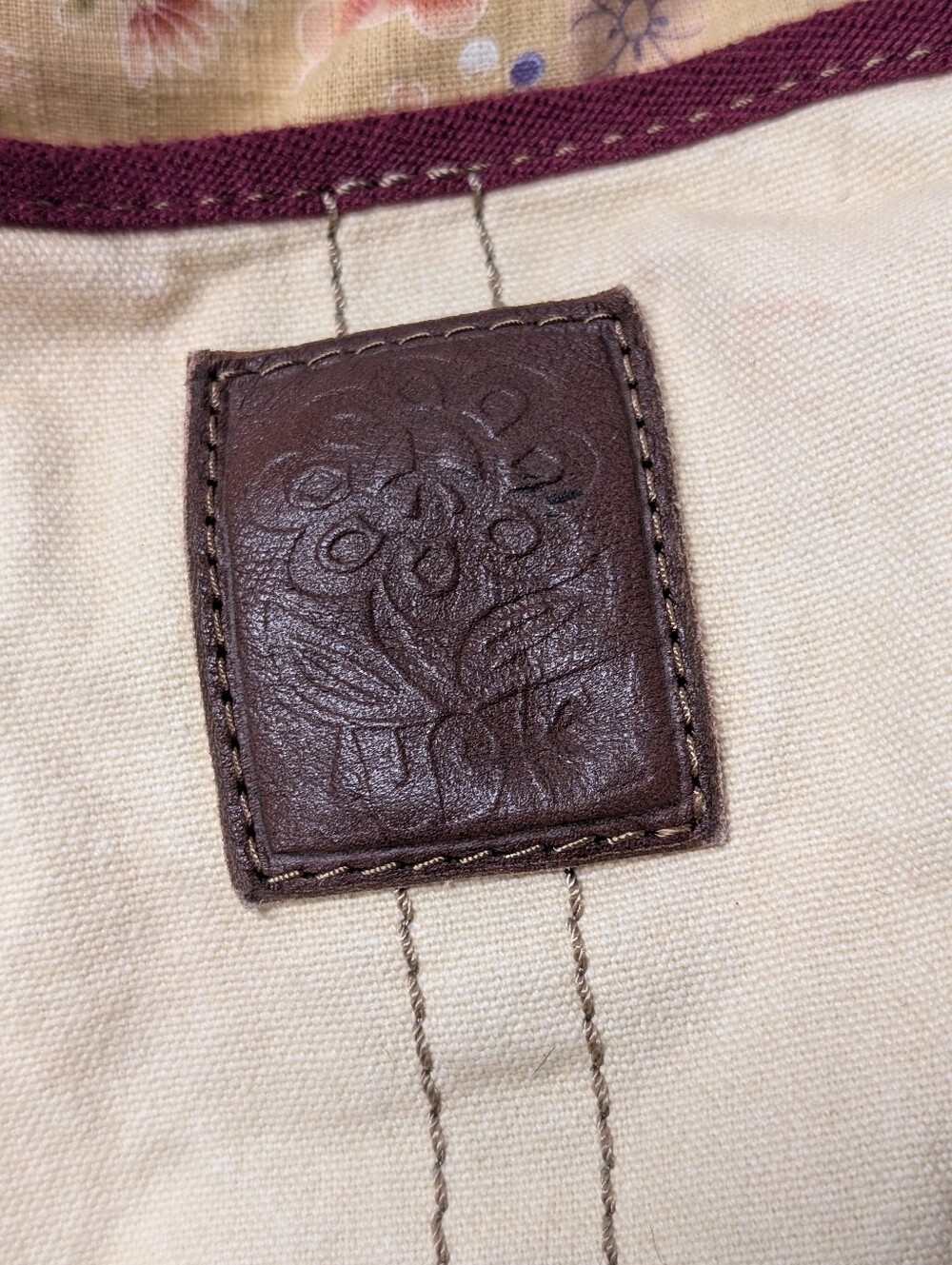 Canvas Crossbody Bag with Purple Peace Appliqué - Picture 6 of 12
